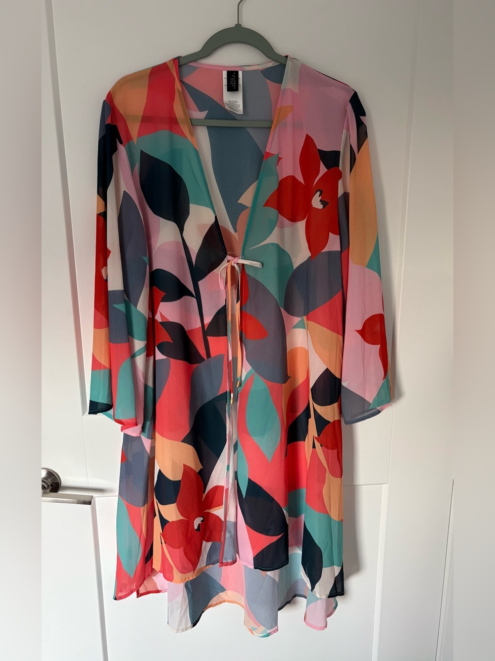 Laundry By Shelli Segal Abstract Floral Sheer Kimono -Small